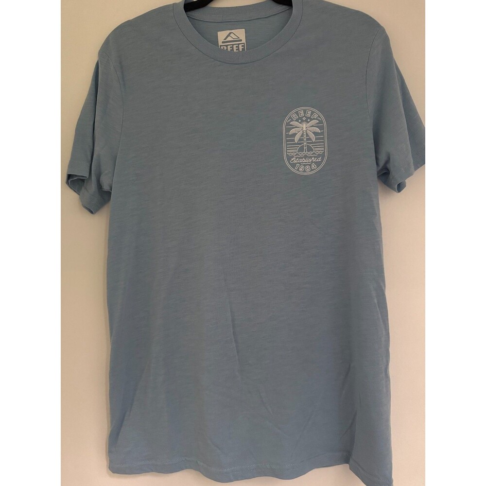 Mens Light Blue Reef Graphic T-Shirt Size Medium